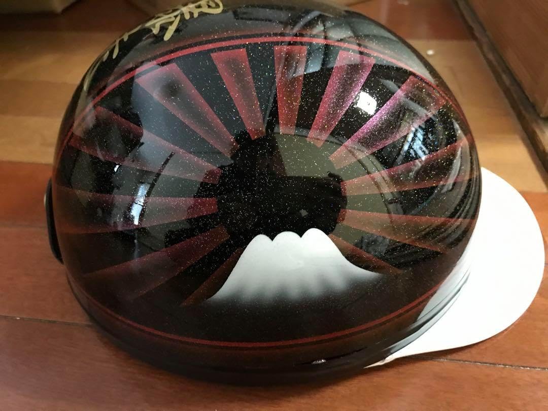 七色ラメ 富士日章 コルク半 ヘルメット 旧車會暴走族 三段シート